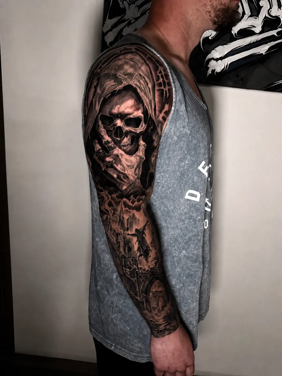 Tattoo work by Alejandro Campos — Reaper full sleeve