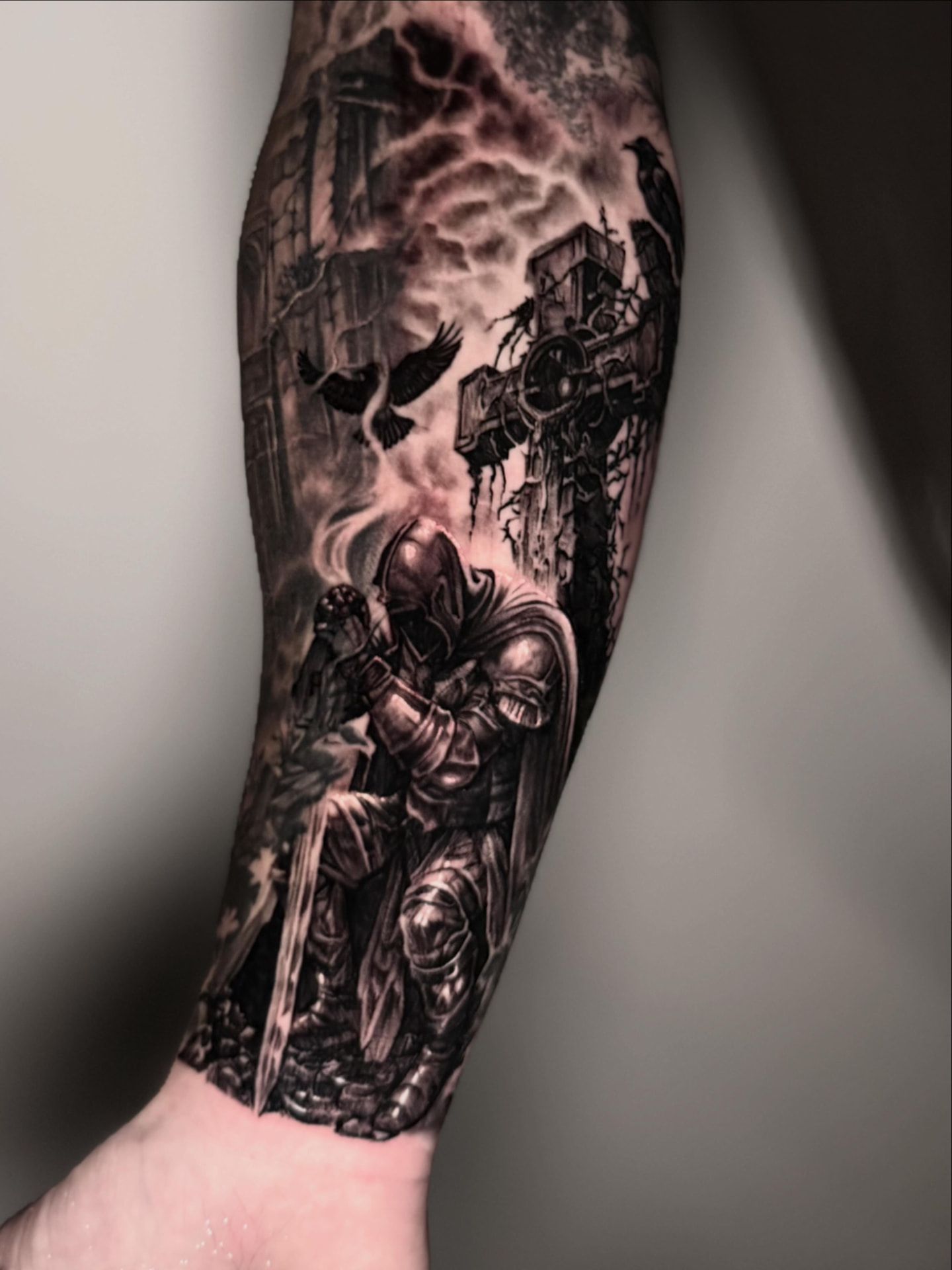 Tattoo work by Alejandro Campos — Dark realism forearm sleeve