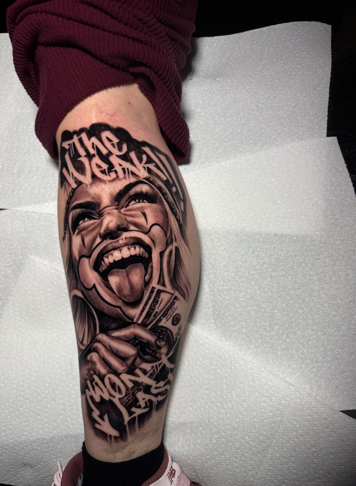 Tattoo work by Alejandro Campos — Chicano portrait & lettering